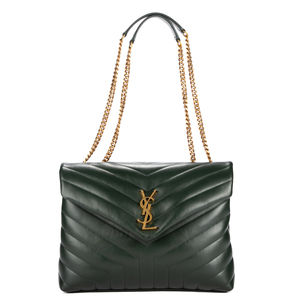 Yves Saint Laurent Medium Loulou in Green Chevron Quilted Leather